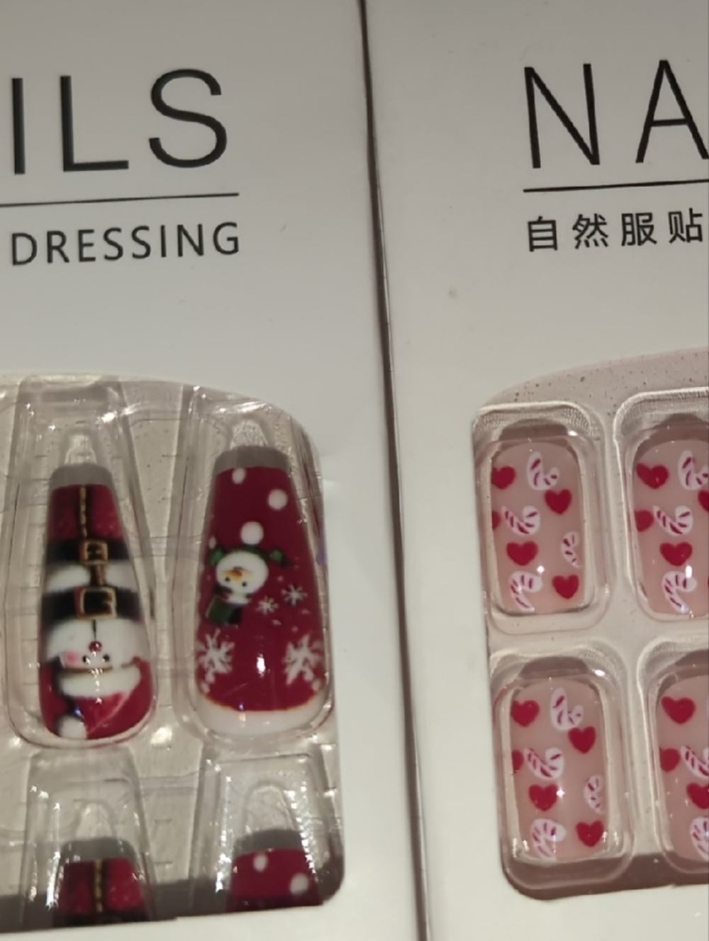 Santas And Candy Canes 2 Boxes Red&White Holiday Press-On Nails